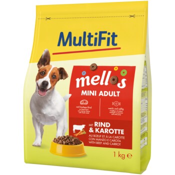 MultiFit Mellos sucha karma dla psa dorosłego, Mini Wołowina i marchew 1 kg