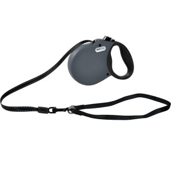 AniOne Miękka zwijana smycz szary M