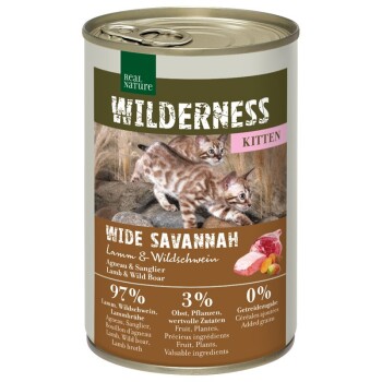 REAL NATURE WILDERNESS Kitten Wide Savannah Jagnięcina i dzik 6x400 g