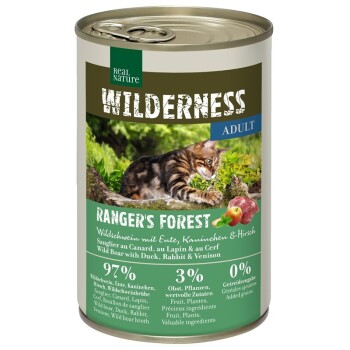 REAL NATURE WILDERNESS Adult Ranger's Forest Dzik z kaczką, królikiem i jeleniną 6x400 g