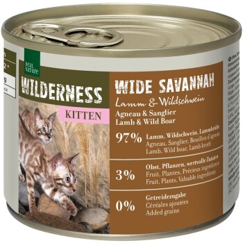 REAL NATURE WILDERNESS Kitten Wide Savannah Jagnięcina i dzik 6x200 g