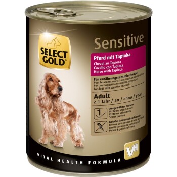 SELECT GOLD Sensitive mokra karma dla dorosłych Konina z tapioką 6x800 g