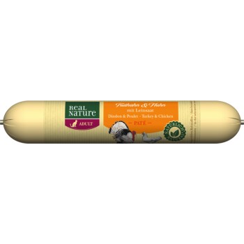 REAL NATURE Original Adult Kiełbasa dla kotów 12 x 70 g Indyk i kurczak z siemieniem lnianym