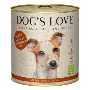 DOG'S LOVE BIO 6 x 800 g Wołowina z ryżem, jabłkiem i cukinią