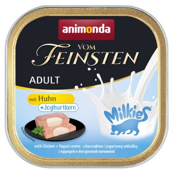 animonda Vom Feinsten Adult z nadzieniem mlecznym 32 x 100 g z kurczakiem i jogurtowym nadzieniem