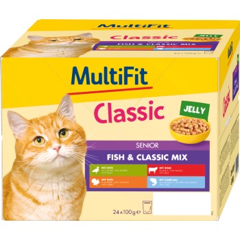 MultiFit Senior Jelly Fish & Classic Mix Zestaw mieszany 24x100 g
