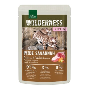REAL NATURE WILDERNESS Kitten 12 x 85 g Wide Savannah Jagnięcina i dzik