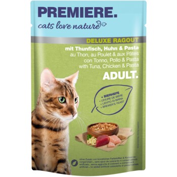 PREMIERE Cats Love Nature Deluxe Ragout z tuńczykiem, kurczakiem i makaronem 24x100 g
