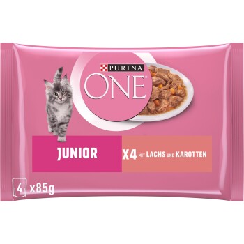 Purina ONE Junior mokra karma dla kociąt, kawałeczki w sosie Łosoś 12 x 4 x 85 g