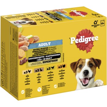 Pedigree mokra karma dla psa dorosłego, multipak, wybór drobiowy, w sosie 12x100 g