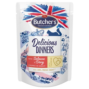 Butcher's Delicious Dinners Cat kawałki w sosie 24x100g Łosoś
