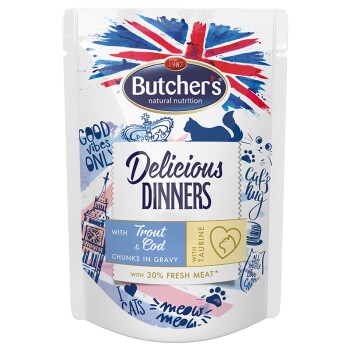 Butcher's Delicious Dinners Cat kawałki w sosie 24x100g Pstrąg