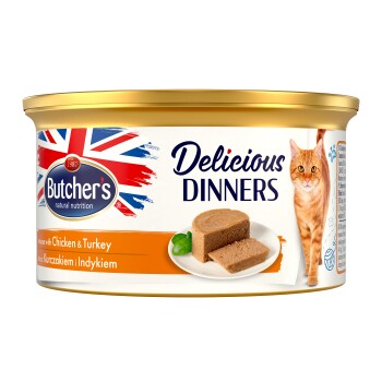 Butcher's Delicious Dinners Cat mus 24x85g z indykiem i kurczakiem
