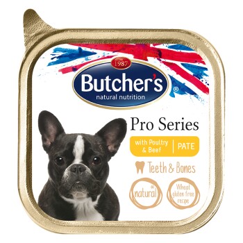 Butcher's ProSeries Dog Teeth&Bones pasztet 12x150g Wołowina i drób