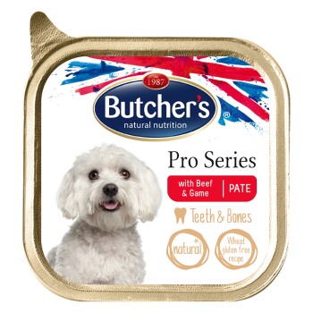 Butcher's ProSeries Dog Teeth&Bones pasztet 12x150g Wołowina z sarną