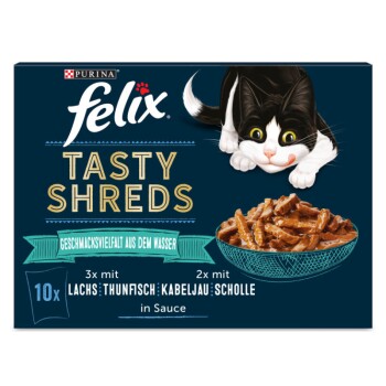 Felix Tasty Shreds 10 x 80 g Różnorodność smaków z wody