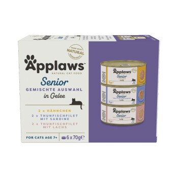 Applaws mokra karma dla starszych kotów w galarecie, multipak 24x70 g