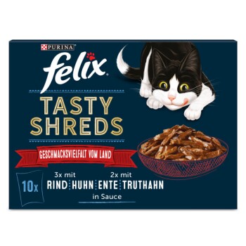 Felix Tasty Shreds 10 x 80 g Urozmaicone wiejskie smaki