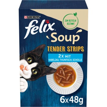 Felix Soup Tender Strips Zupa 6 x 48 g Dorsz, tuńczyk, gładzica