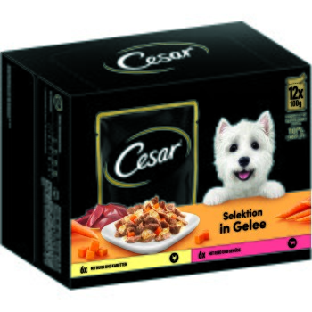 Cesar Wielopak w galarecie z kurczakiem marchewką wołowiną i warzywami 4 x 12 x 100 g