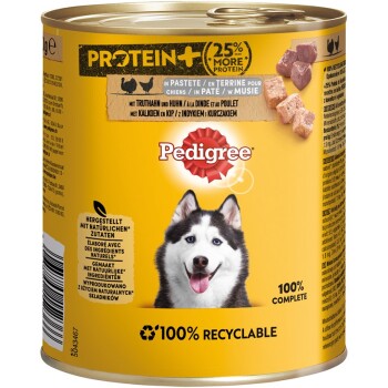 Pedigree Puszka Protein+ w formie pasztetu 12 x 800 g Indyk i kurczak