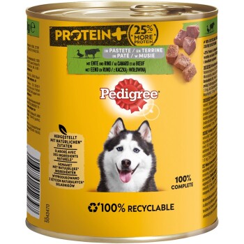 Pedigree Puszka Protein+ w formie pasztetu 12 x 800 g Wołowina z kaczką