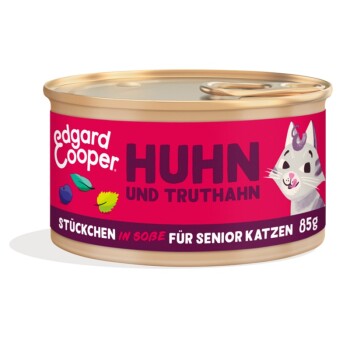 Edgard & Cooper mokra karma dla kota senior kawałki w sosie Indyk i kurczak 18x85 g