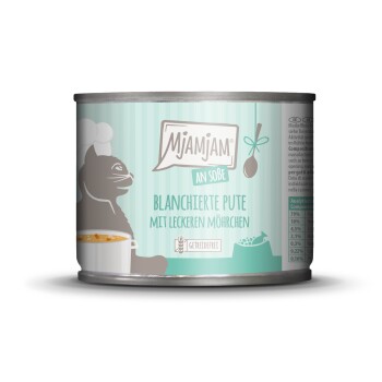 MjAMjAM mokra karma dla dorosłych kotów, blanszowana w sosie 6x185 g Indyk i marchewka