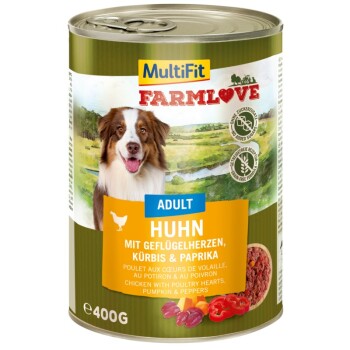 MultiFit Farmlove Adult Kurczak, serca drobiowe 6x400 g