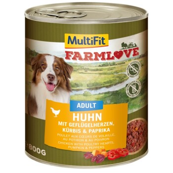 MultiFit Farmlove Adult Kurczak, serca drobiowe 6x800 g