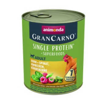 animonda GranCarno Adult Superfoods Kurczak i szpinak, maliny, nasiona dyni 24x800 g