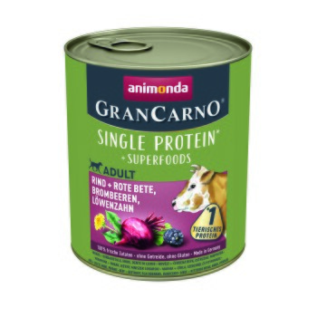 animonda GranCarno Adult Superfoods Wołowina i buraki czerwone, jeżyny, mniszek lekarski 12x800 g