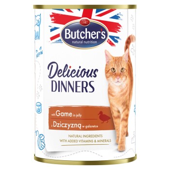Butcher's Delicious Dinners kawałki w galaretce 24 x 400 g Dziczyzna