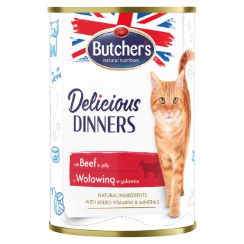 Butcher's Delicious Dinners kawałki w galaretce 24 x 400 g Z wołowiną