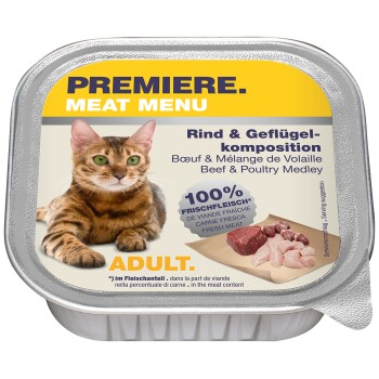 PREMIERE Meat Menu Adult Wołowina i kompozycja drobiowa 64x100 g