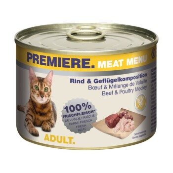 PREMIERE Meat Menu Adult Wołowina i kompozycja drobiowa 24x200 g