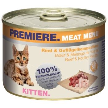 PREMIERE Meat Menu Kitten Wołowina i kompozycja drobiowa 24x200 g