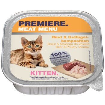 PREMIERE PREMIERg Meat Menu Kitten Wołowina i kompozycja drobiowa 32x100 g