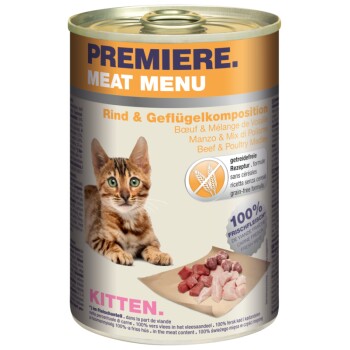 PREMIERE Meat Menu Kitten Wołowina i kompozycja drobiowa 24x400 g