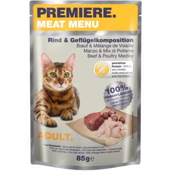 PREMIERE Meat Menu Adult Wołowina i kompozycja drobiowa 24x85 g