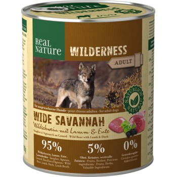 REAL NATURE WILDERNESS Adult Wide Savannah — Dzik z jagnięciną i kaczką 12x800 g