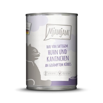 MjAMjAM mokra karma dla kota dorosłego, Duo 6x400 g Kurczak i królik