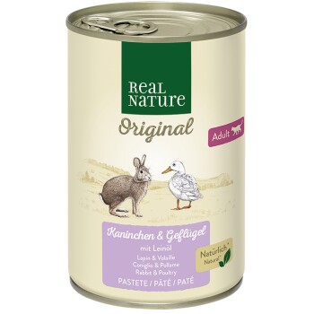 REAL NATURE Adult Królik i drób z olejem lnianym 24x400 g