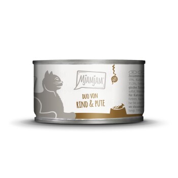 MjAMjAM mokra karma dla kota dorosłego, Duo 6x100 g Wołowina i indyk