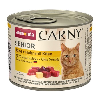 animonda Carny mokra karma dla kota seniora Wołowina i kurczak z serem 12x200 g