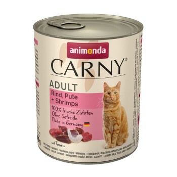 animonda Carny mokra karma dla kota dorosłego Wołowina, indyk i krewetki 24x800 g