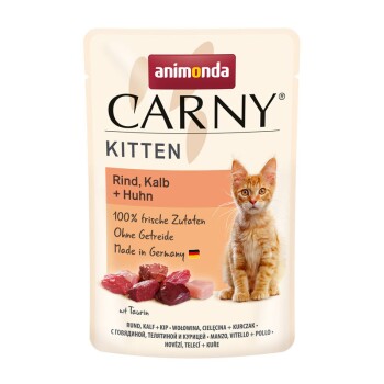 animonda Carny mokra karma dla kociąt Wołowina, cielęcina i kurczak 24x85 g