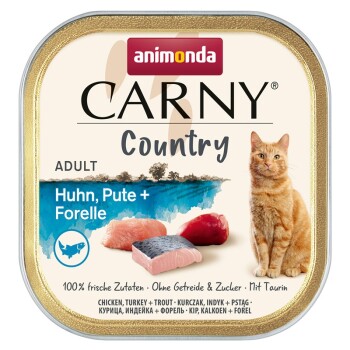 animonda Carny mokra karma dla kota dorosłego Country Kurczak, indyk i pstrąg 64x100 g
