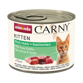 animonda Carny mokra karma dla kociąt Wołowina, kurczak i królik 24x200 g