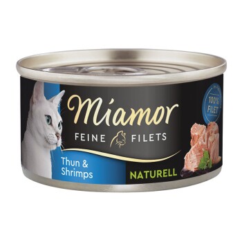 Miamor Feine Filets Naturelle w sosie własnym Tuńczyk z krewetkami 96x80 g